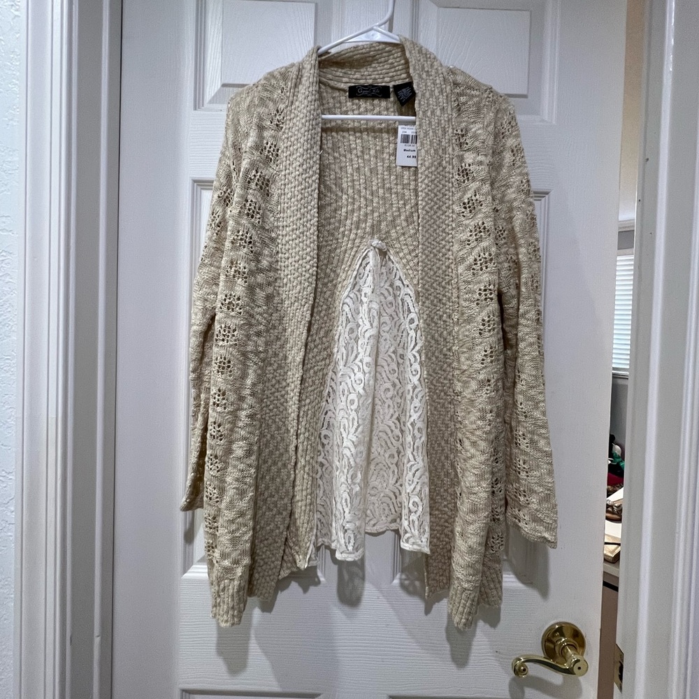 Woven Lace Open Weave Cardigan 🤎 NWT
